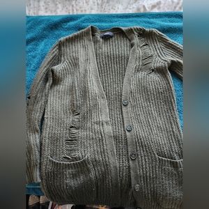 Olive distressed cardigan